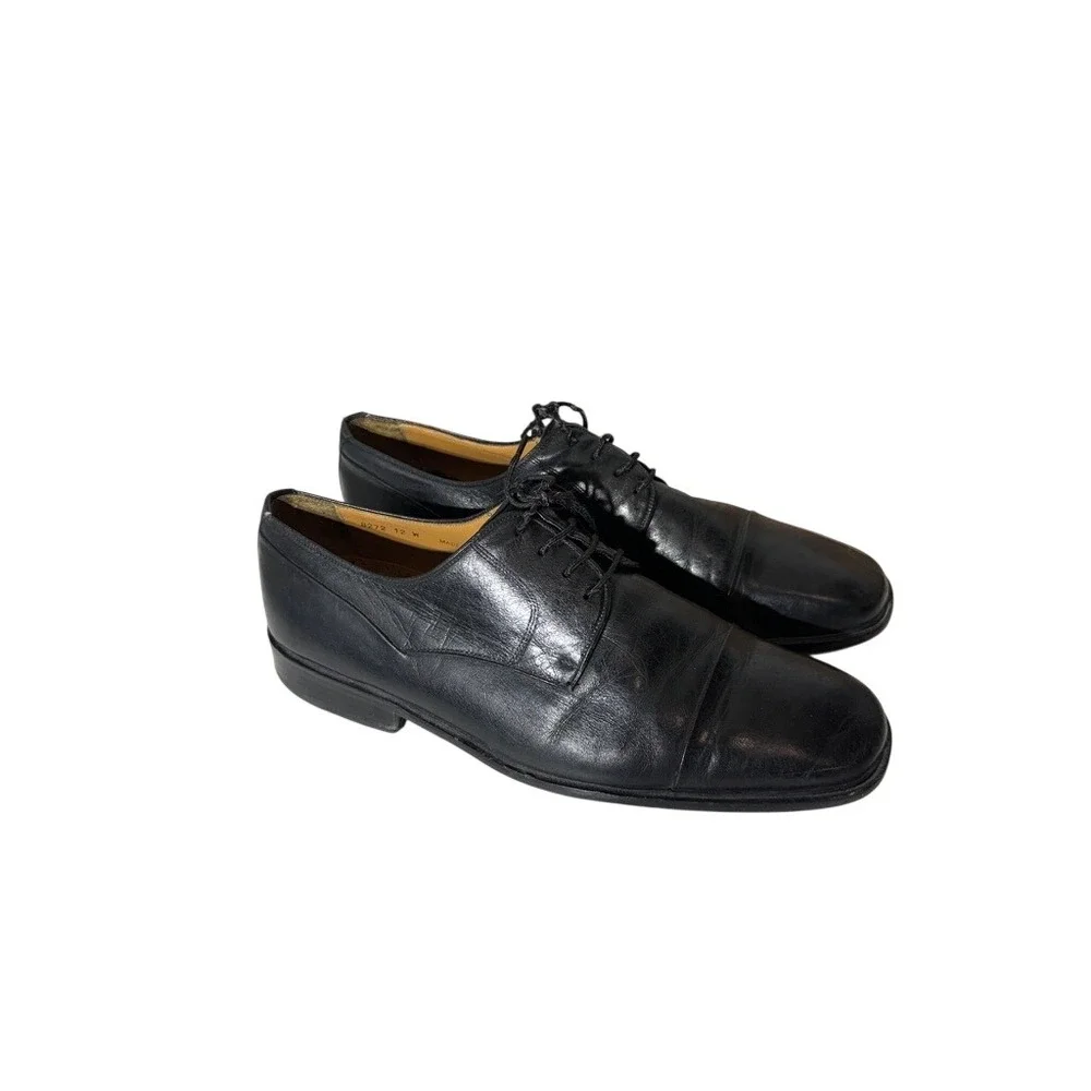 Magnanni Men 8272 Black Leather Cap Toe Derby Dress Shoes Made in Spain Size 12W